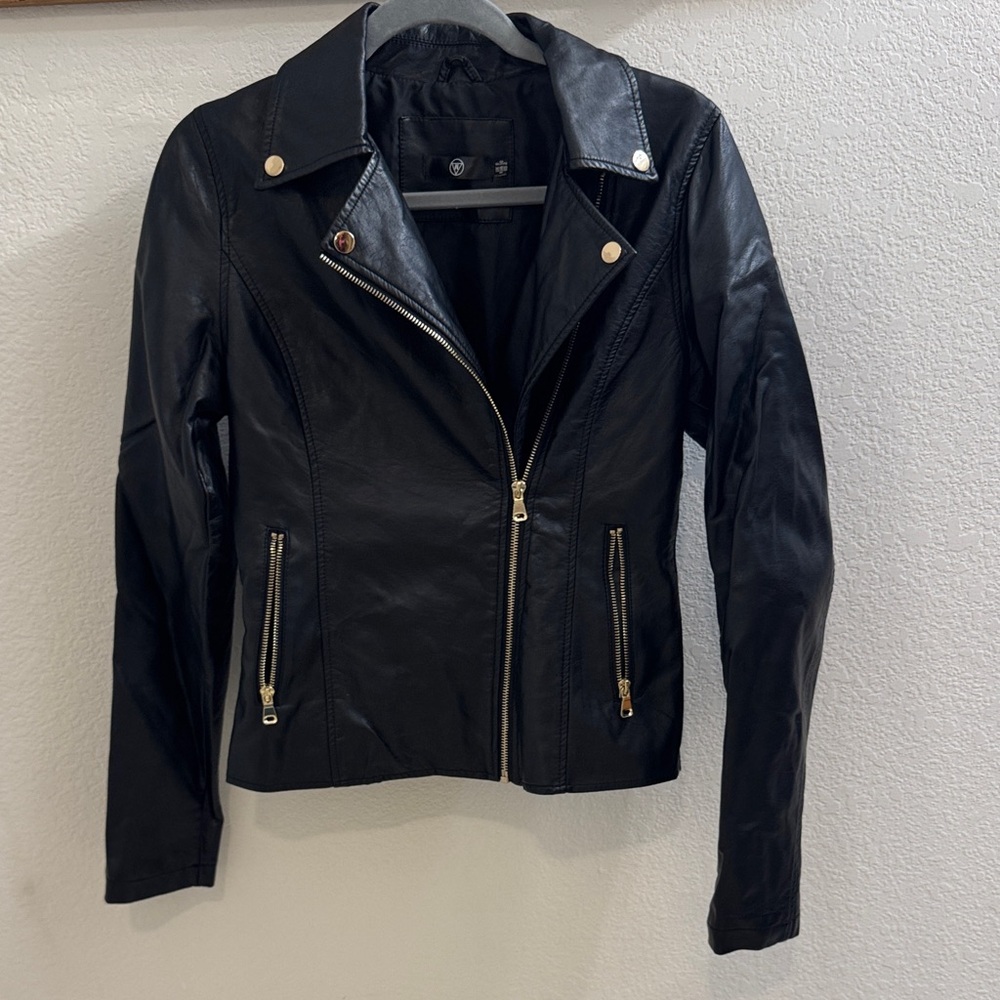 Missguided Black pleather Biker Jacket